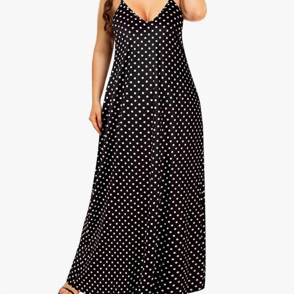 Elegant Black Polka Dot Maxi Dress